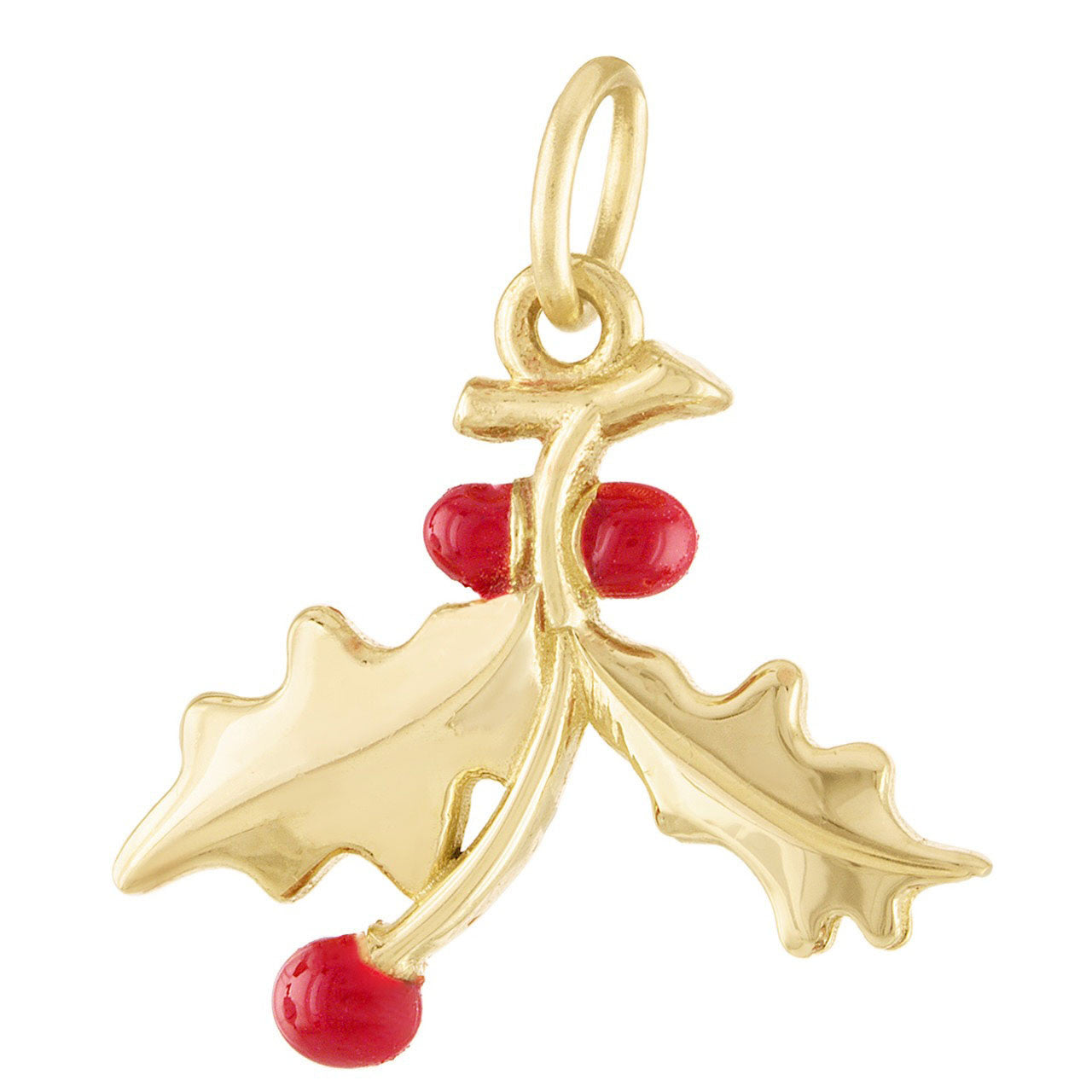 Enamel Holly 14K Gold Charm